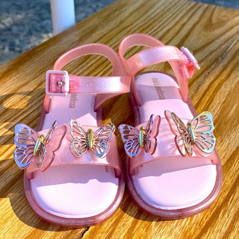Mini Melissa pink sandals with butterflies